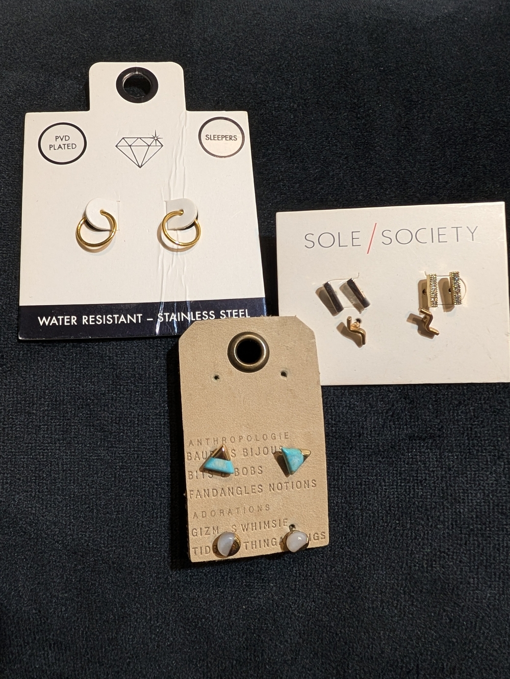 Women’s Mixed Lot Stud Earrings Gold&Silver Tone Blue